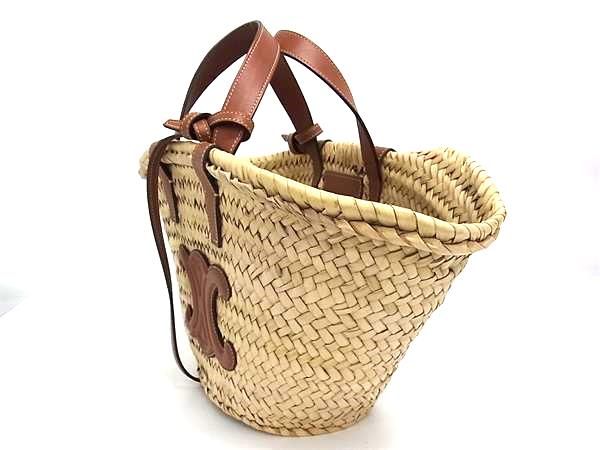 □美品□ CELINE セリーヌ トリオンフ パニエ ストロー かごバッグ