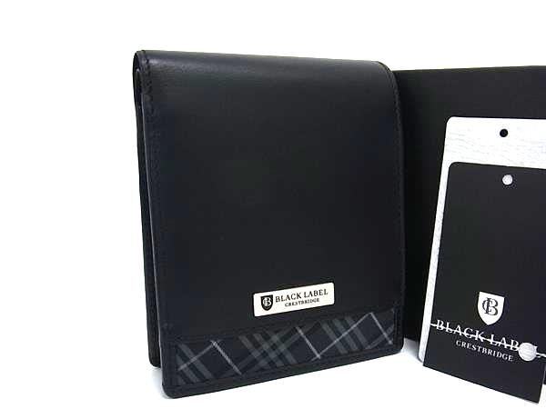 ブラックレーベル クレストブリッジ レザー 二つ折り 財布 ウォレット ブラック系 BR 0525
