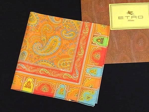 □新品□未使用□ ETRO エトロ コットン100％ ペイズリー柄 ハンカチ
