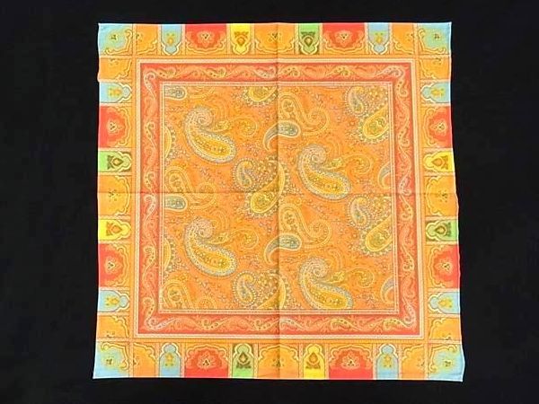 □新品□未使用□ ETRO エトロ コットン100％ ペイズリー柄 ハンカチ