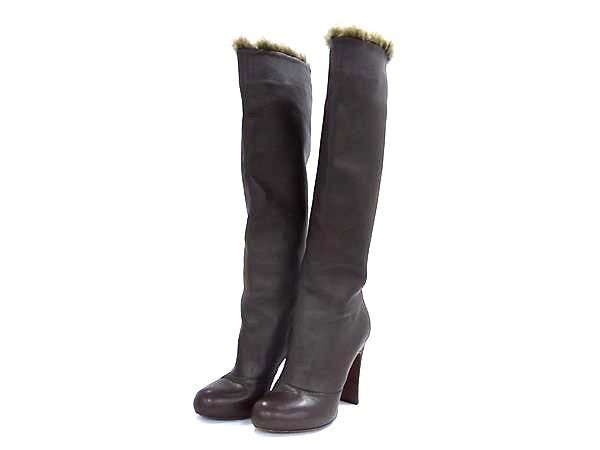 □美品□ LOUIS VUITTON ルイヴィトン レザー ファー ロングブーツ