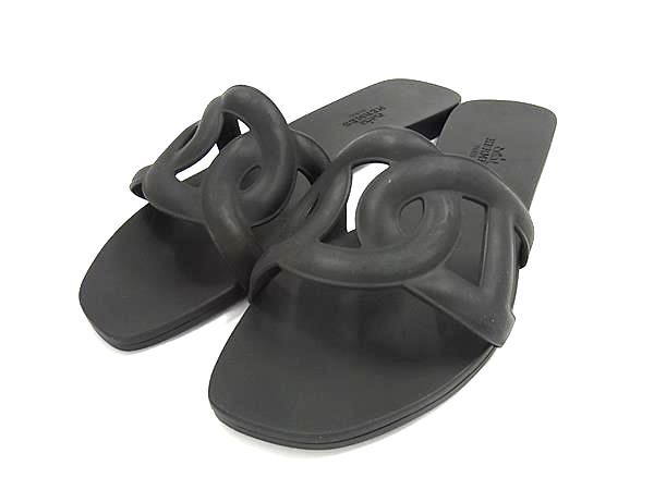 HERMES エルメス アロハ ラバー サンダル 表記サイズ 37 約24 cm 靴 シューズ レディースブラック系 FN 7717