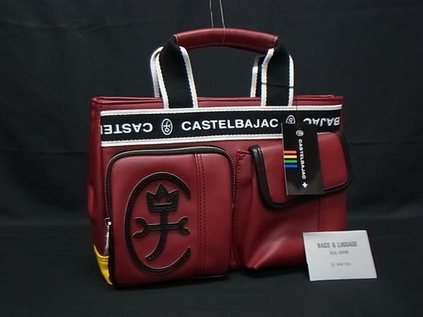 カステルバジャック レザー ハンドバッグ トートバッグ ミニトートバッグ レッド系 BS 1229