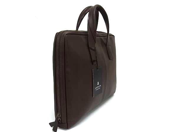 LANVIN ランバン レザー ハンドバッグ ビジネスバッグ ブリーフケース 書類かばん メンズ ブラウン系 FU 5485