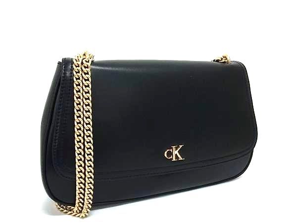 ■新品同様■   カルバンクライン レザー チェーン ショルダーバッグ クロスボディ レディース ブラック系 FU5491 □新品同様□ Calvin Klein カルバンクライン レザー チェーン