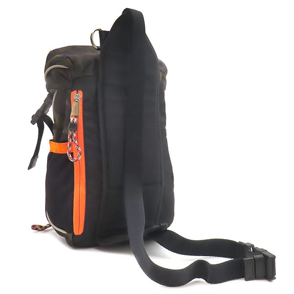 バーバリー BURBERRY ボディバッグ レオ アニマルプリント ナイロン カーキ×オレンジ シルバー金具 アニマル柄 レオパード 保存袋