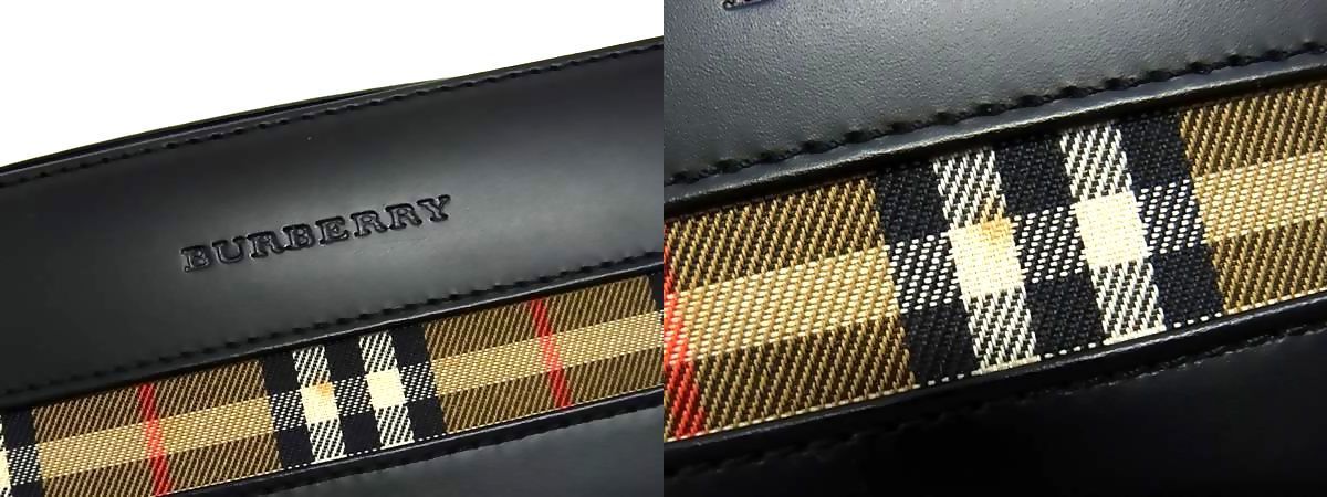 □極美品□ BURBERRY バーバリー レザー×キャンバス ワンハンドル