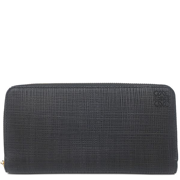 ロエベ LOEWE 長財布 リネン ジップアラウンド ウォレット レザー