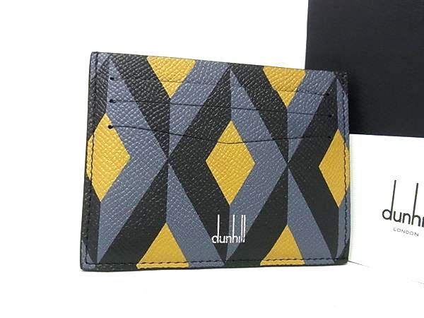 dunhill ダンヒル カドガン エンジンターン レザー カードケース カード入れ パスケース メンズ イエロー系 BR 0836