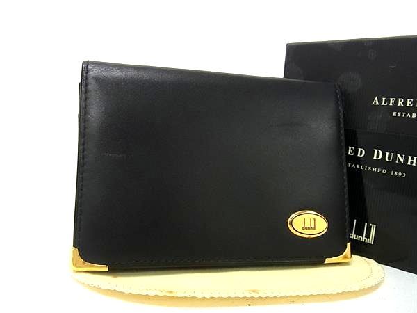 ■極美品■ dunhill ダンヒル オックスフォード レザー パスケース カードケース カード入れ 名刺入れ メンズ ブラック系 FV3731 □極美品□ dunhill ダンヒル オックスフォード レザー パスケース