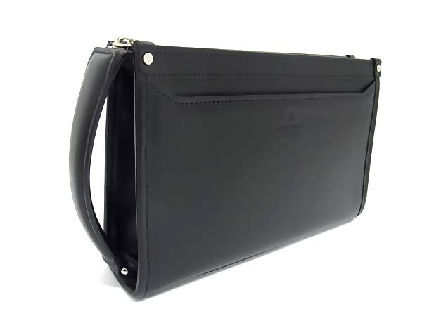 LANVIN ランバン レザー クラッチバッグ セカンドバッグ ハンドバッグ メンズ ブラック系 FP 8445