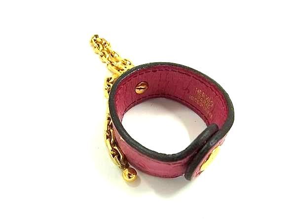 HERMES エルメス スカーフリング グローブホルダー オーストリッチ 赤 HERMES エルメス スカーフリング グローブホルダー オーストリッチ 赤