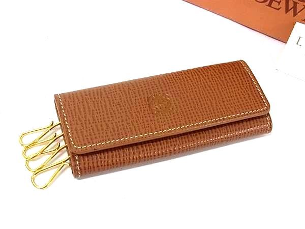 □新品同様□ LOEWE ロエベ アナグラム レザー 4連 キーケース 鍵入れ