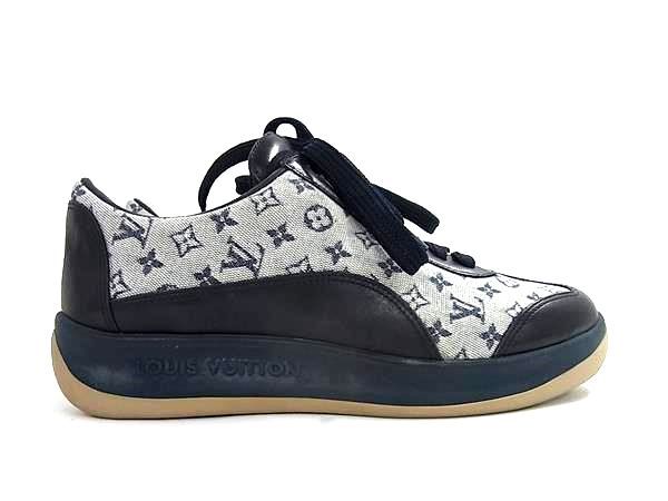 LOUIS VUITTON ルイヴィトン モノグラム スニーカー 表記サイズ 35 1 2 約22.5 cm 靴 シューズ ネイビー系 FT 3380