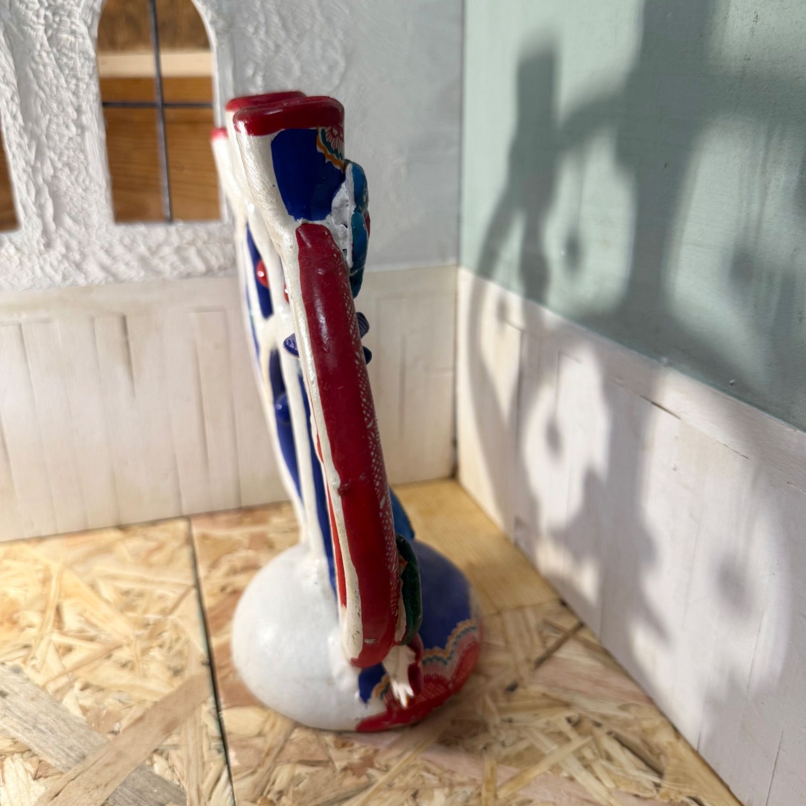 希少1970s】メキシコ CUCO＊生命の樹＊カラフル陶器キャンドルホルダー