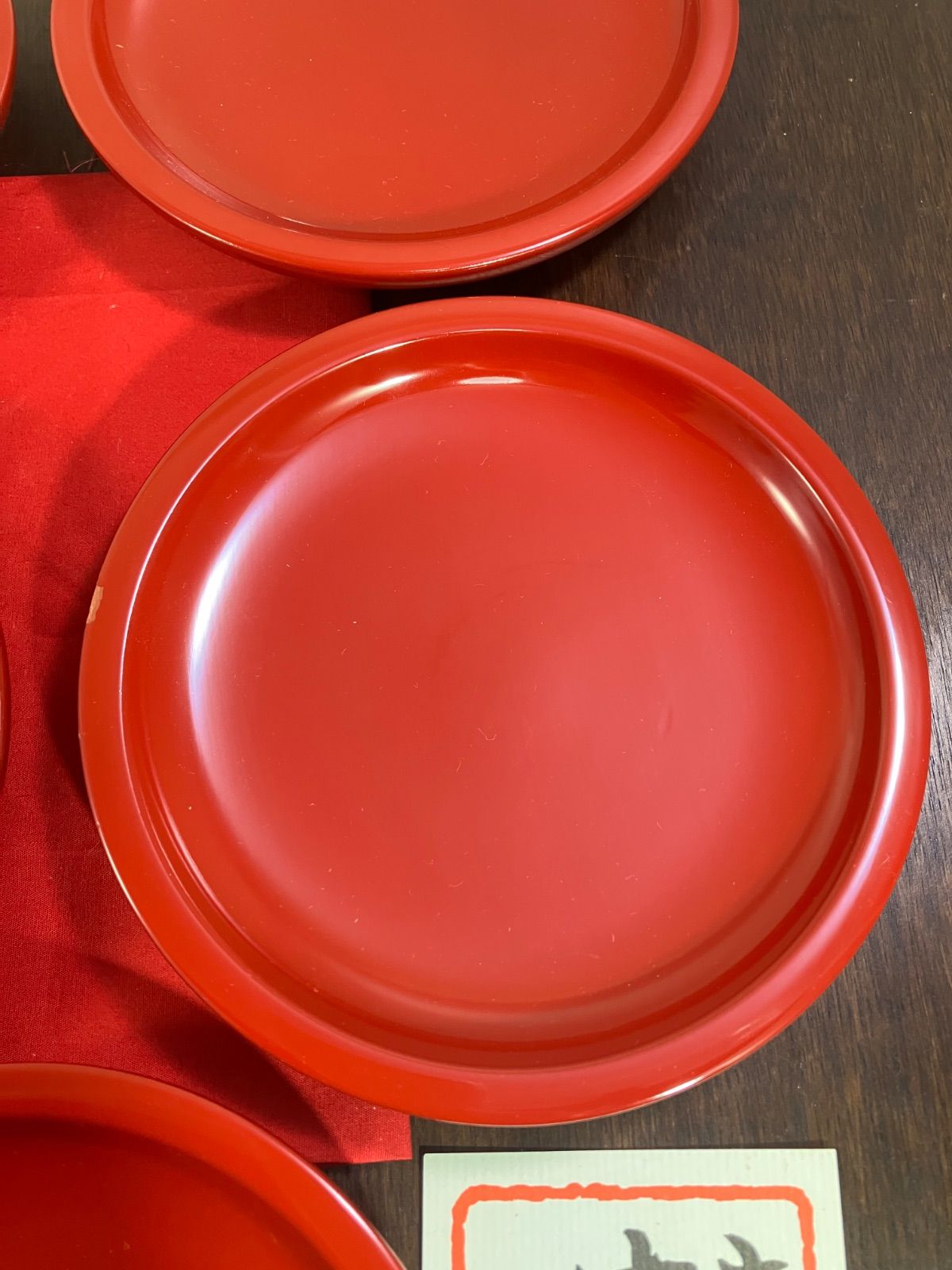 会津塗漆器（天然木） 円形皿 赤 会津塗漆器（天然木） 円形皿 赤 会津塗漆器（天然木） 円形皿 赤 【