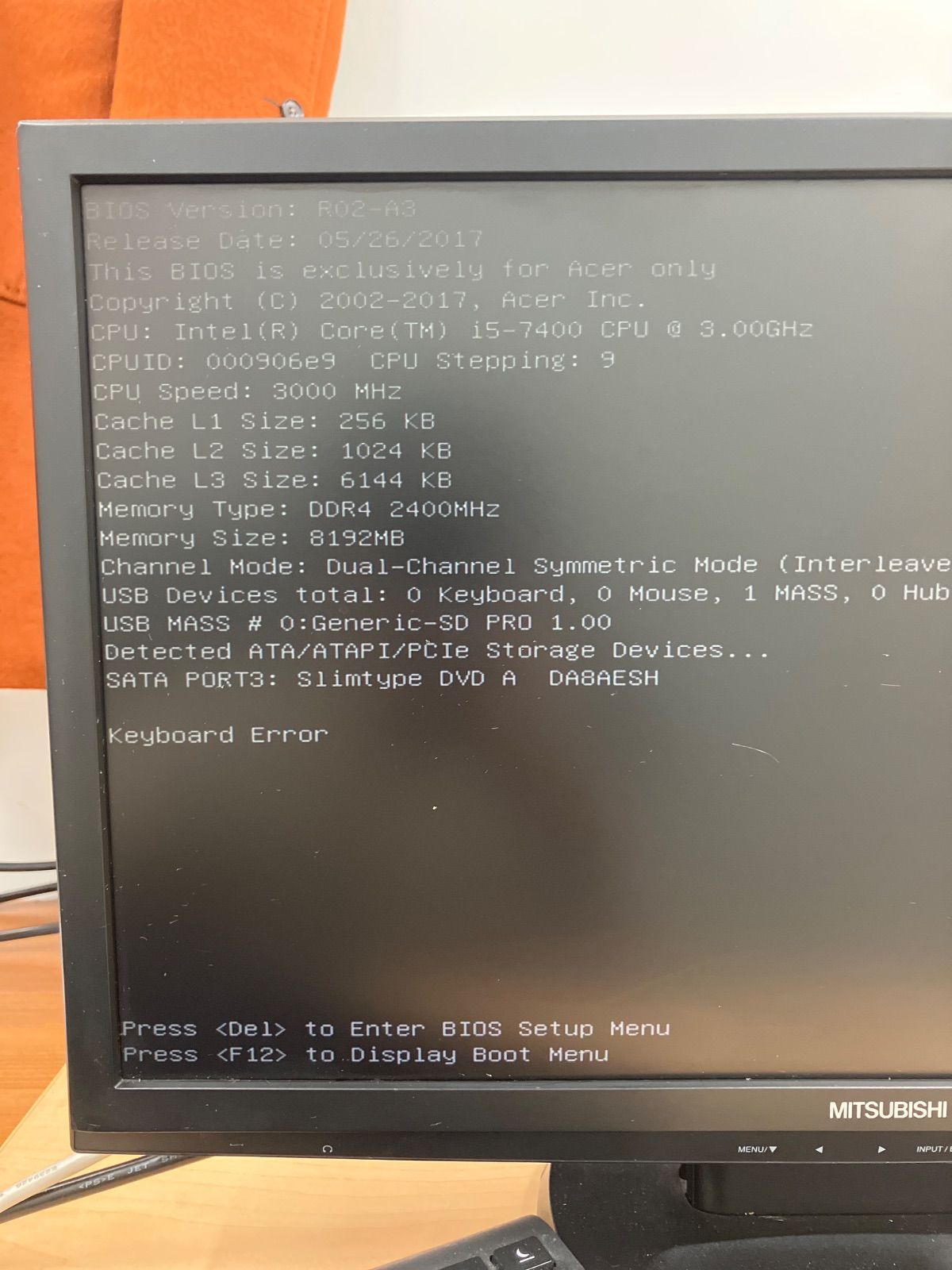 ジャンクデスクトップパソコン ジャンク acer XC-780-N58F AX6W1 デスクトップPC 第7世代 CORE i5