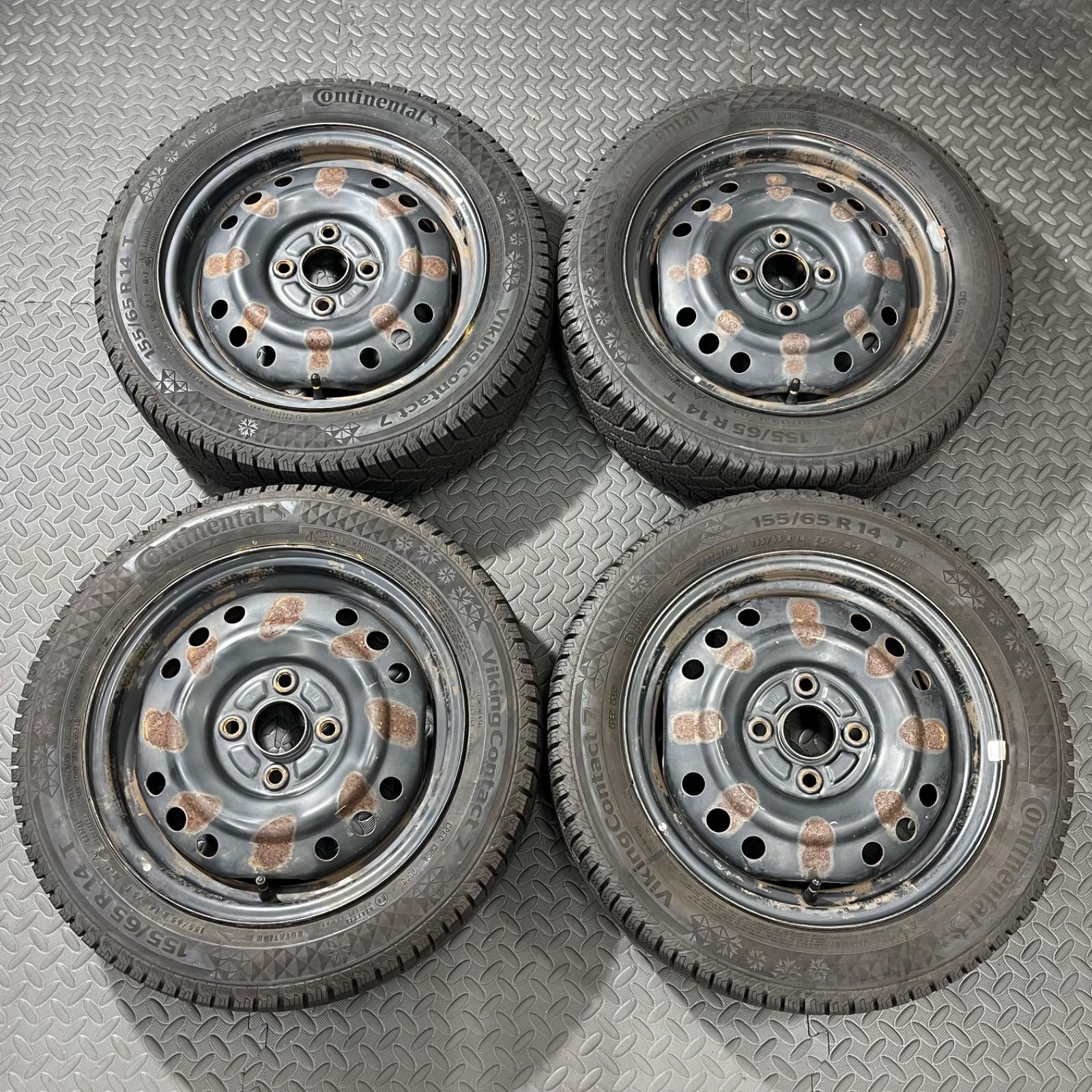 19年製 155 65 R 14 コンチネンタル バイキングコンタクト7 ダイハツ タント ムーヴ ミラ コンテ スタッドレスタイヤ 冬タイヤ 1270 E