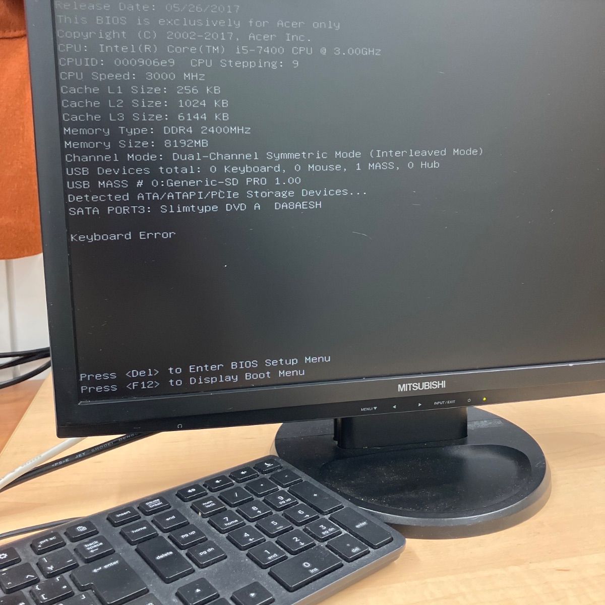 デスクトップパソコン　ジャンク ジャンク acer XC-780-N58F AX6W1 デスクトップPC 第7世代 CORE i5