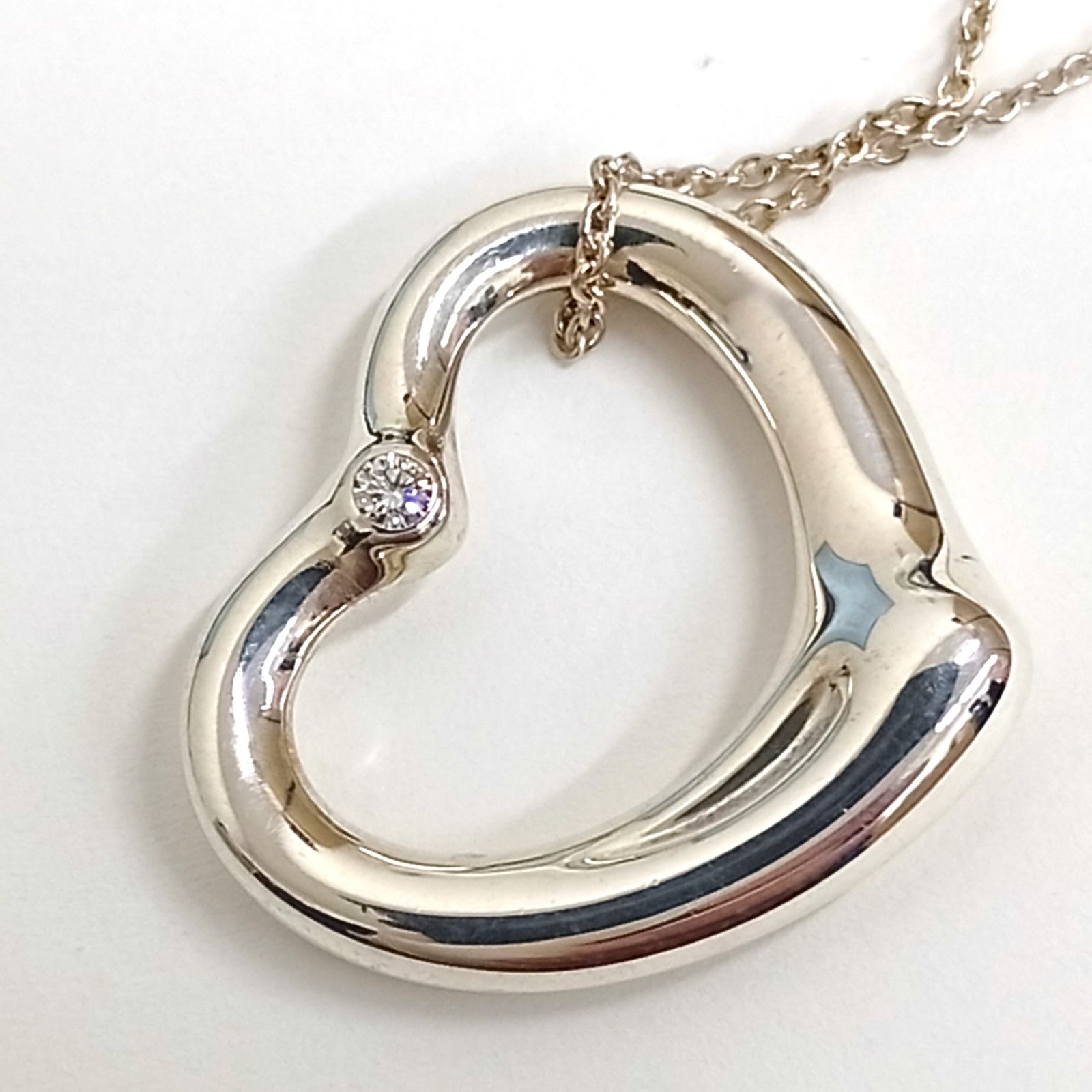 TIFFANY&Co. ティファニー シルバー925 オープンハート 1Pダイヤ