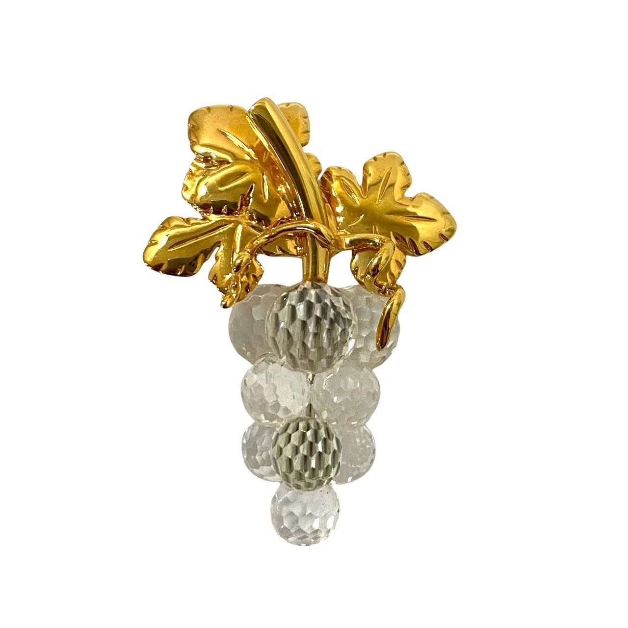 重厚感　スワロフスキー　ぶどう　置物　インテリア　ゴールド　クリスタル SJ【SWAROVSKI】ぶどう ブローチ クリスタル ゴールド/金カラー 葡萄