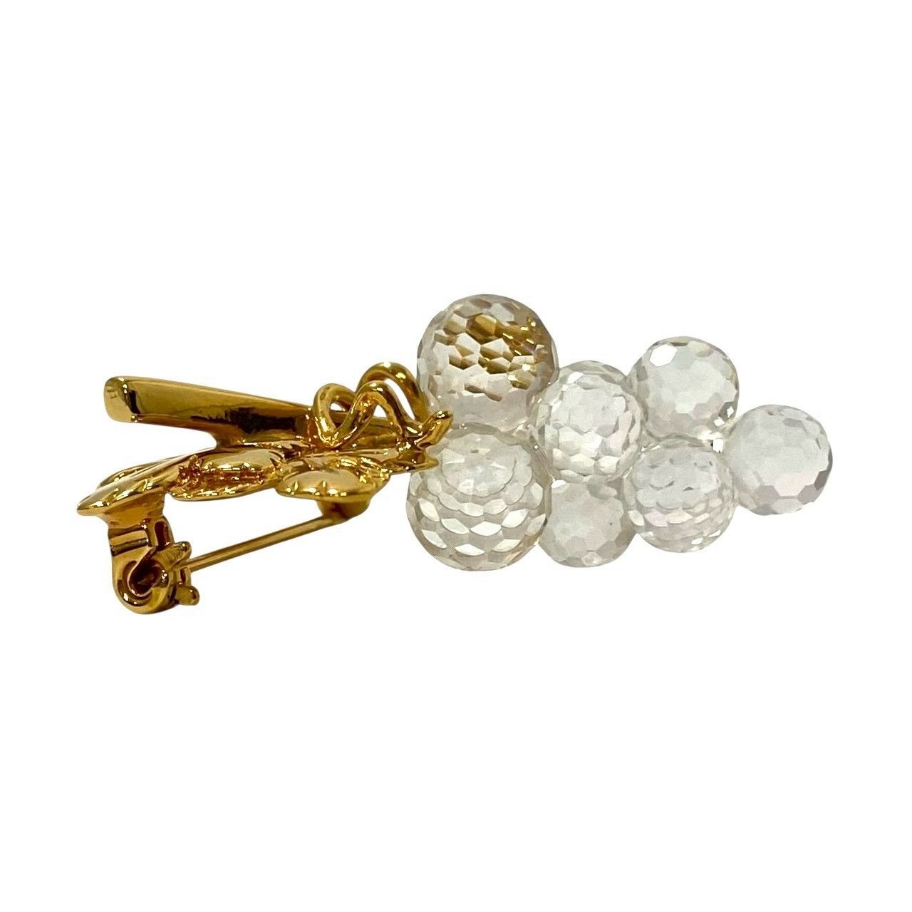 SJ【SWAROVSKI】ぶどう ブローチ クリスタル ゴールド/金カラー 葡萄