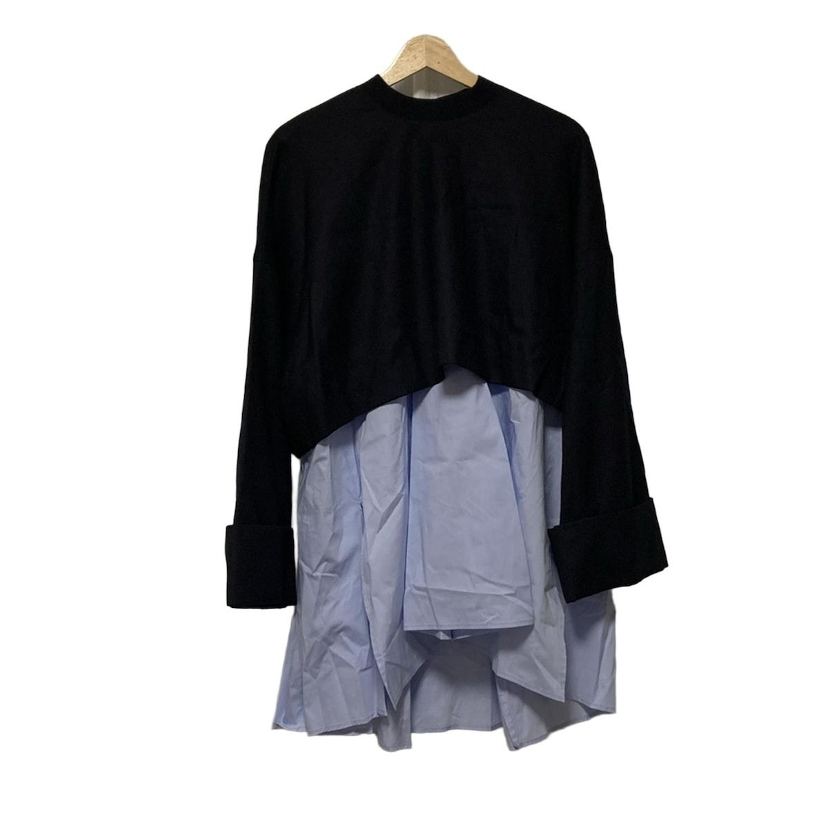 ENFOLD エンフォルド チュニック サイズ38 M レディース - ネイビー×ライトブルー ハイネック 長袖