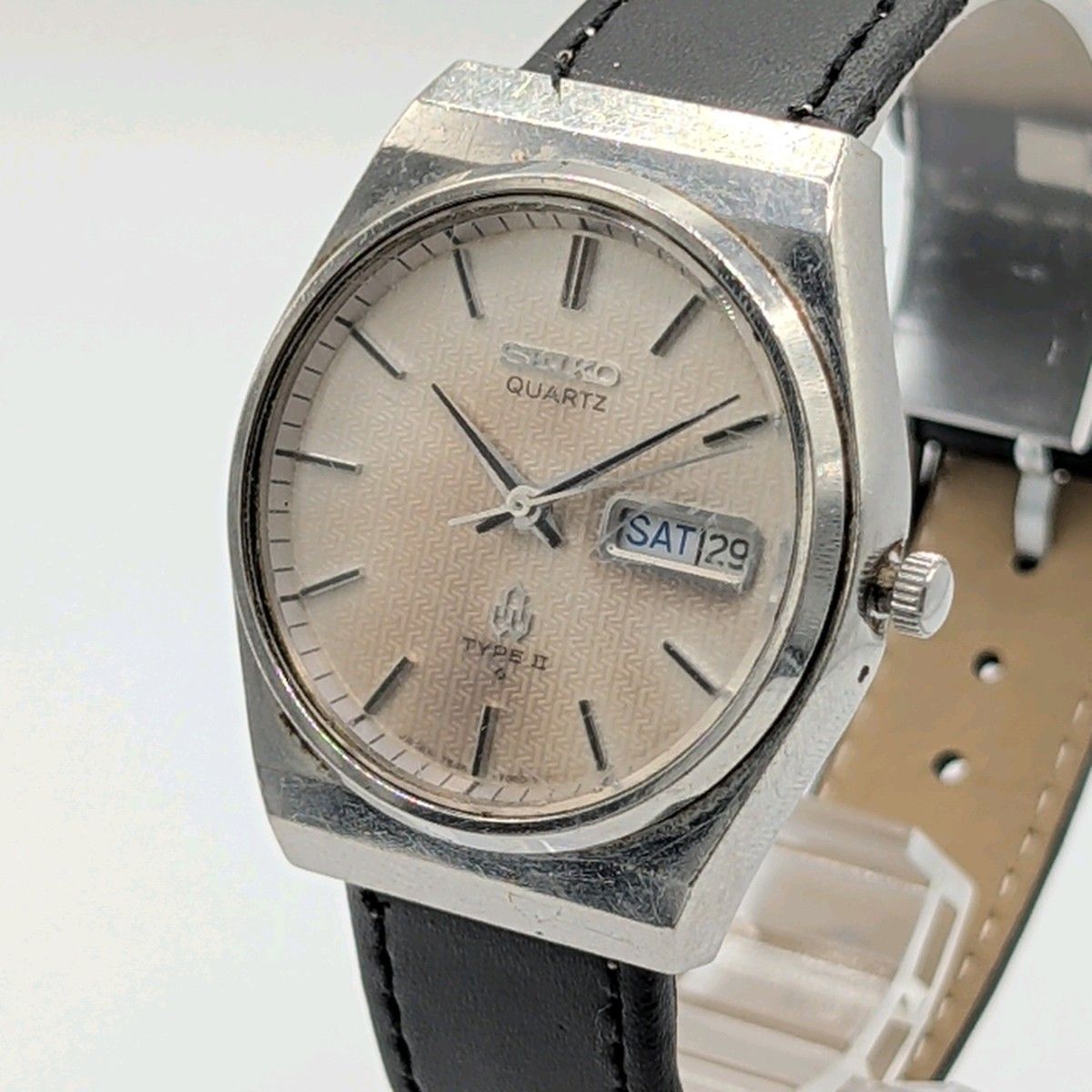 SEIKO 7546-7000 TYPEⅡ Watch Quartz Men's Round Silver Y2K 70S