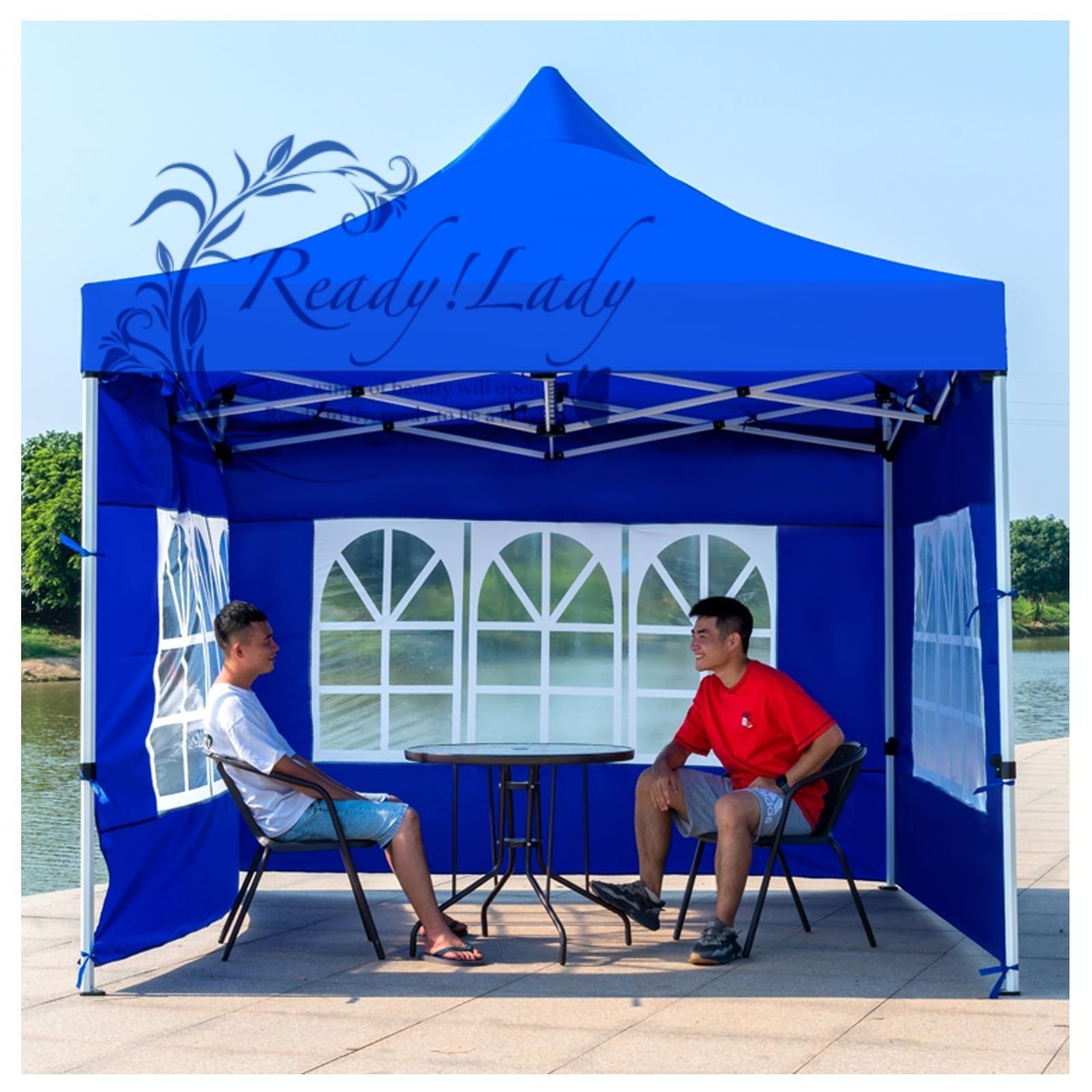 ワンタッチタープテント ポップアップキャノピー 3段階調節160 220 cm UVカット サイドシート ドアシート 付き 耐水 横幕 つ パーティー用折りたたみテント パティオ アウトドア 結婚式のパーティーやイベントに 3 X M blue