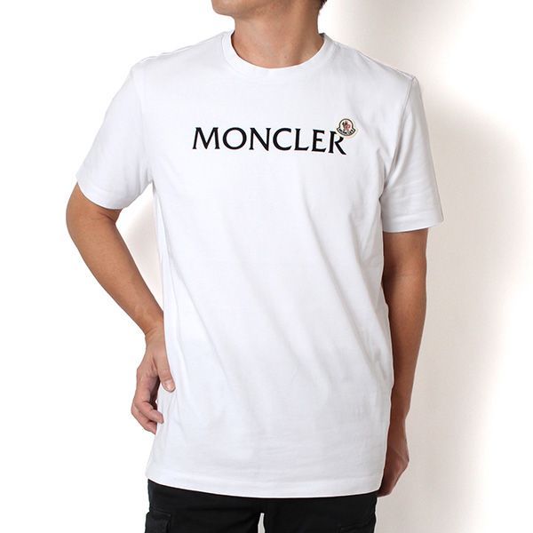 新品 モンクレール Tシャツ 2025 モンクレ ホワイトアイボリー 25AWモデル モンクレール MONCLER ベロアロゴ 半袖Tシャツ【ホワイト