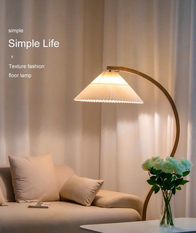 大好評 フロアライト スタンドライト アーチ状 プリーツシェード フロアランプ ライト 照明 傘状 布シェード 韓国インテリア レトロ