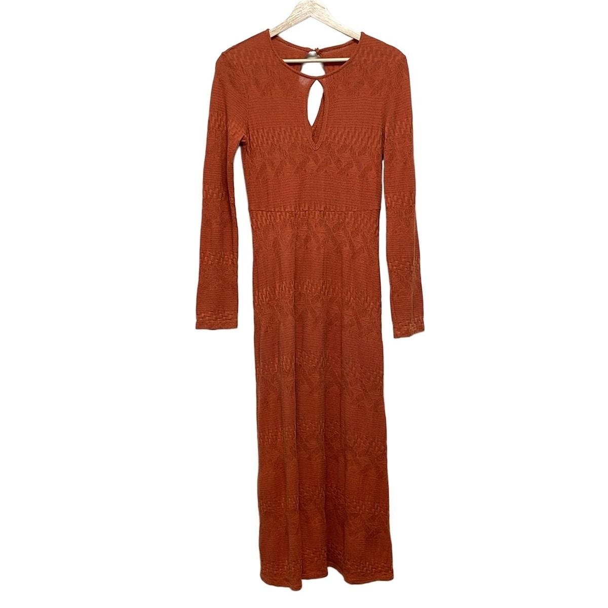 mame kurogouchi(マメ クロゴウチ) ワンピース サイズ2 M レディース - オレンジ クルーネック/長袖/マキシ丈/ニット