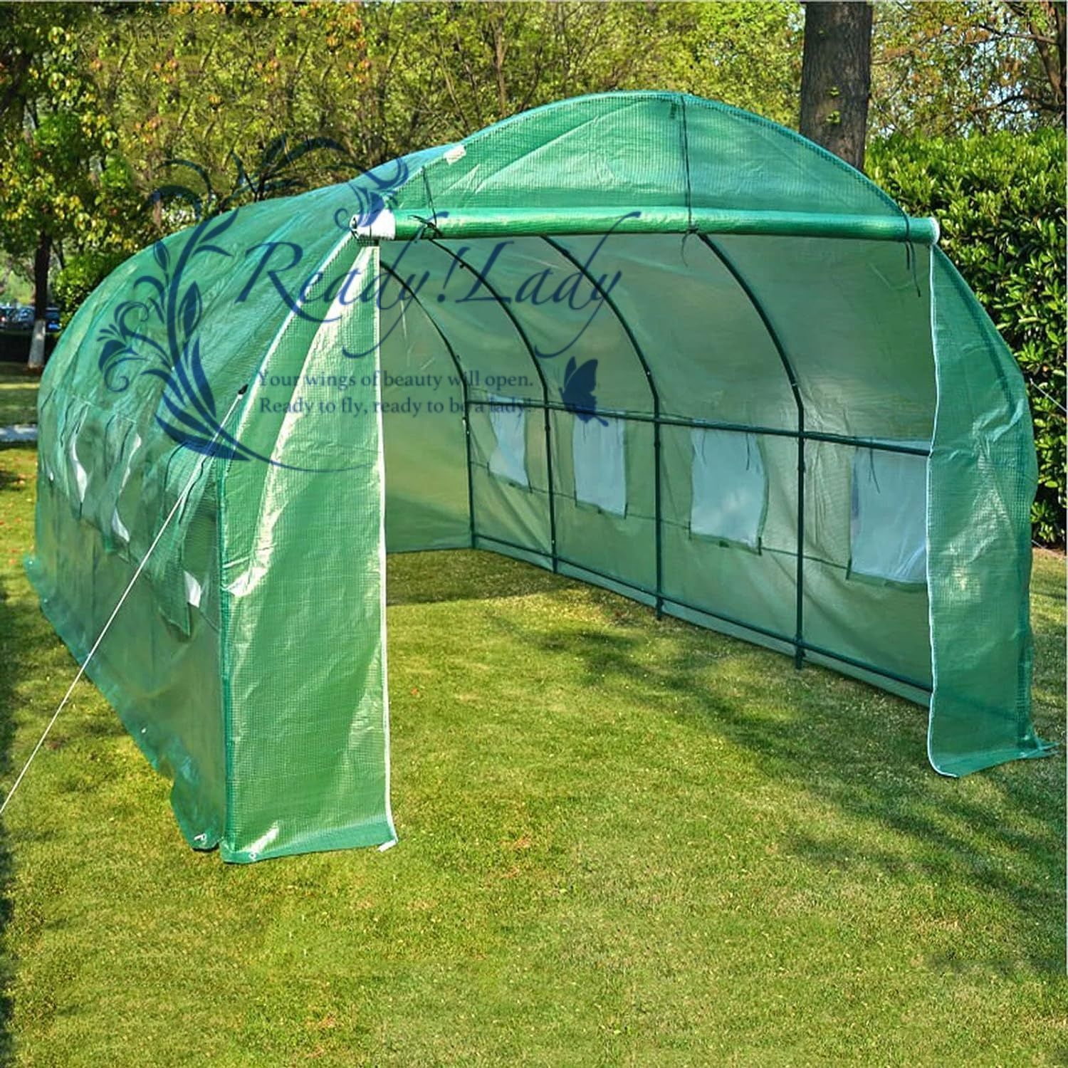 ビニールハウス 温室 大型ポータブルウォークインガーデン温室 屋外パティオホットハウス 植物温室 温室棚 用果物 野菜 植物 ガーデニング温室 Color White Size 6 x 3 2 m Green