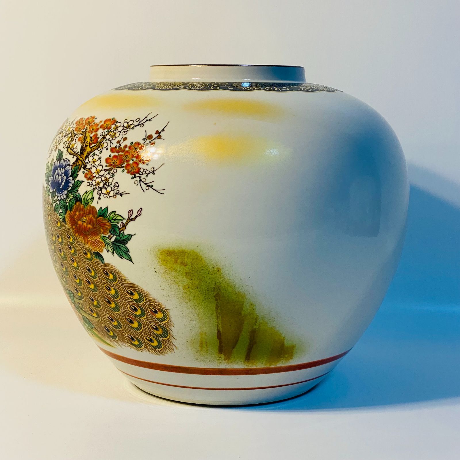 九谷焼 陶寿 花瓶 花器 和柄 孔雀絵 華道 花道 お花 生け花 花立 花入