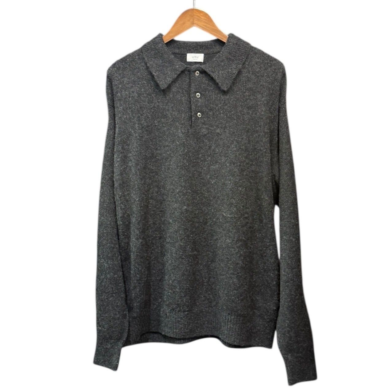 URU ウル 25AW Knit polo ロングスリーブウールニットポロ 25FUK06 2 グレー 15081