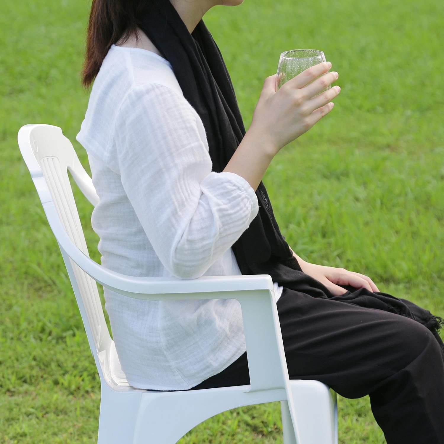 4脚セット] イタリア製 ガーデンチェア PCチェアー ベローナ ホワイト