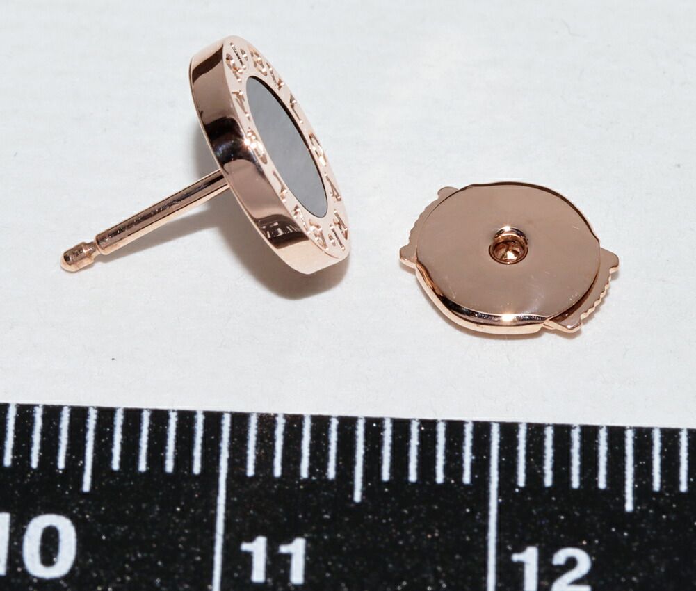 ブルガリ ピアス K18PG オニキス ブルガリブルガリ シングルピアス