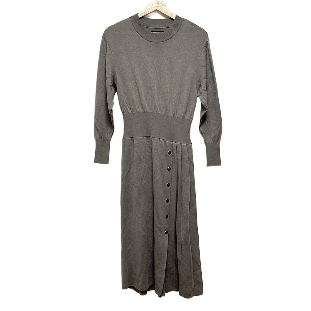 UNITED TOKYO ユナイテッド トウキョウ ワンピース サイズ1 S レディース グレー クルーネック 長袖 ロング ニット