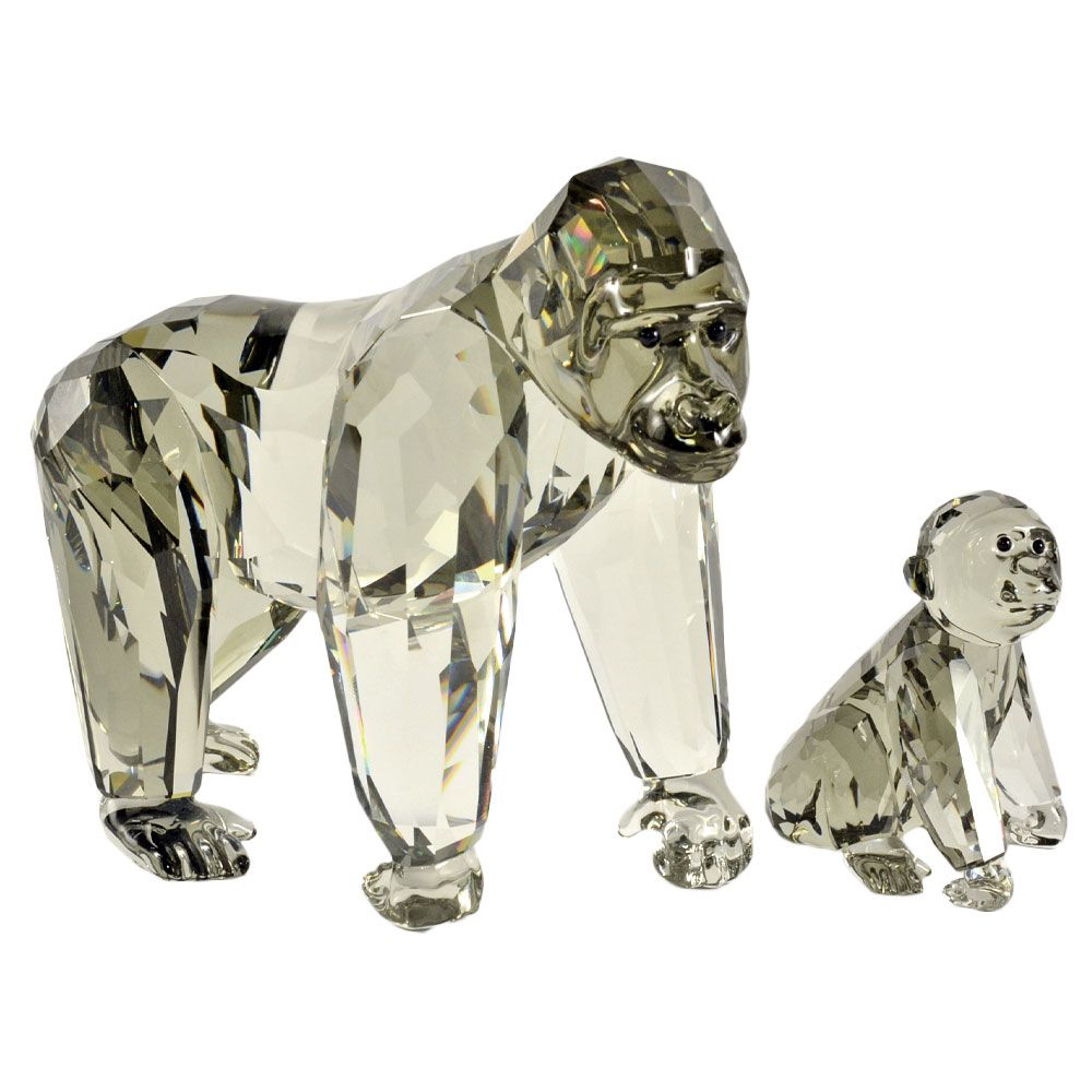 スワロフスキー SWAROVSKI ゴリラ セール中 親子 オブジェ 置物 クリア