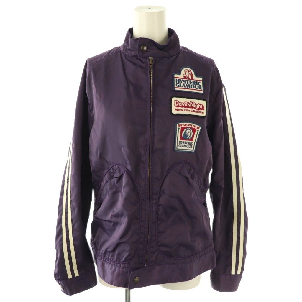 HYSTERIC GLAMOUR ワッペン ナイロンジャケット パープル L レディース ヒステリックグラマー HYSTERIC GLAMOUR ワッペン装飾