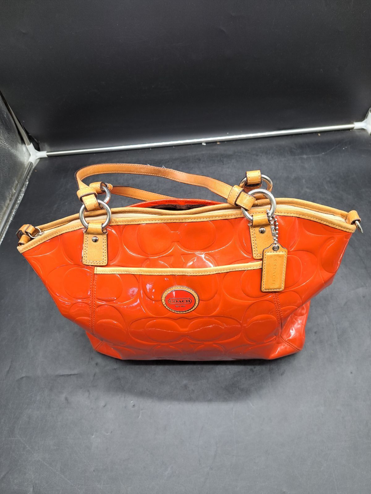 メ083 COACH 2WAY トートバッグレザ RD