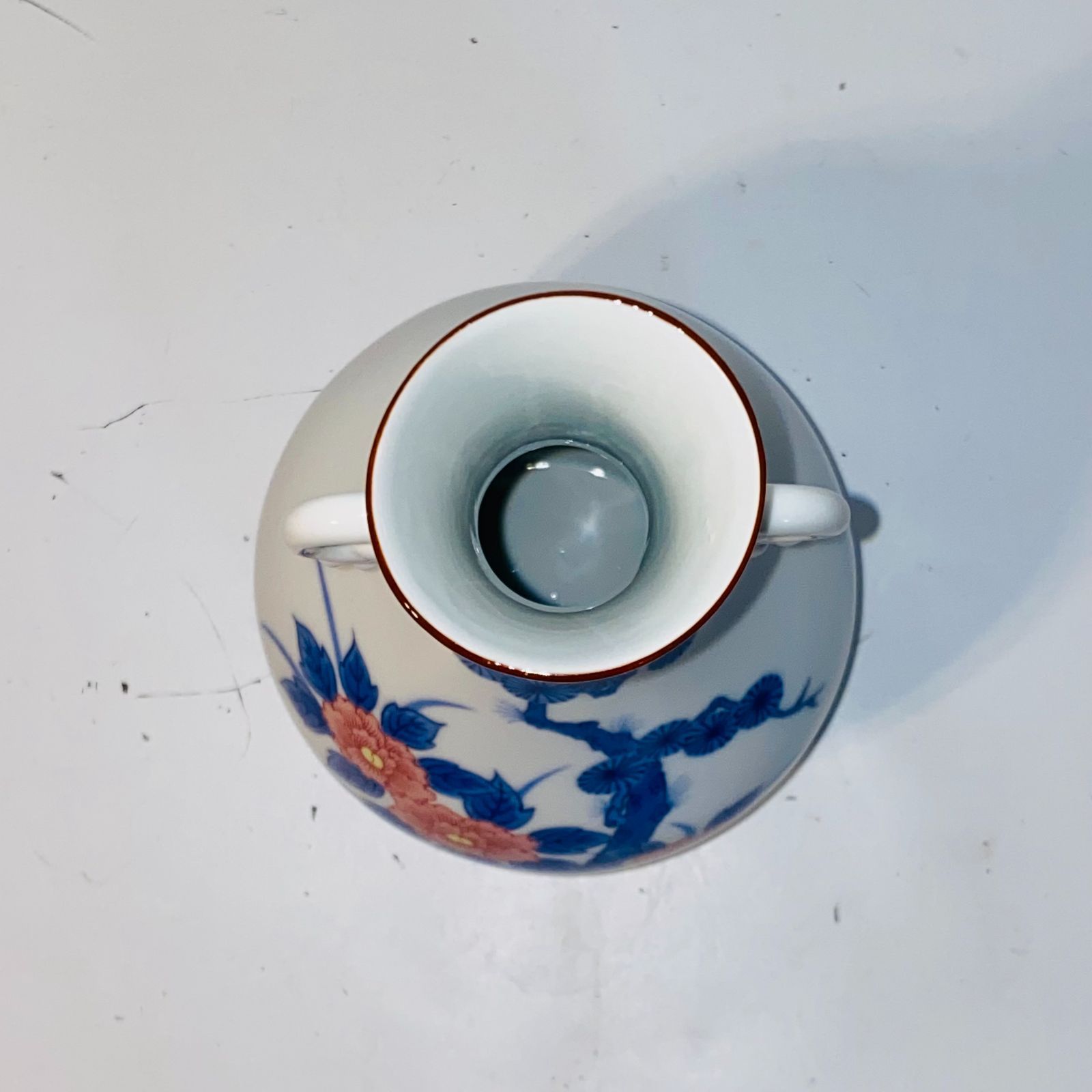 有田焼 有陶 花瓶 淡緑 花器 華道 お花 和柄 花柄 陶磁器 送料込み