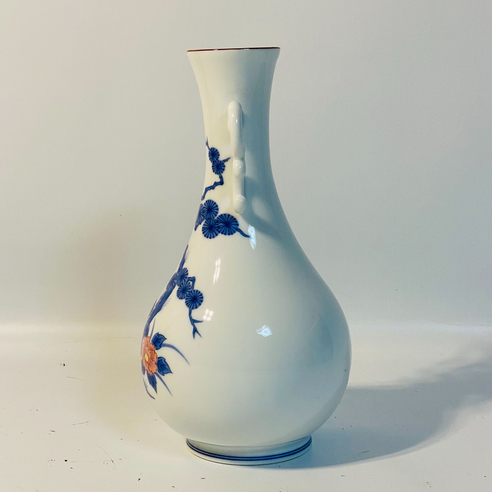 有田焼 有陶 花瓶 淡緑 花器 華道 お花 和柄 花柄 陶磁器 送料込み