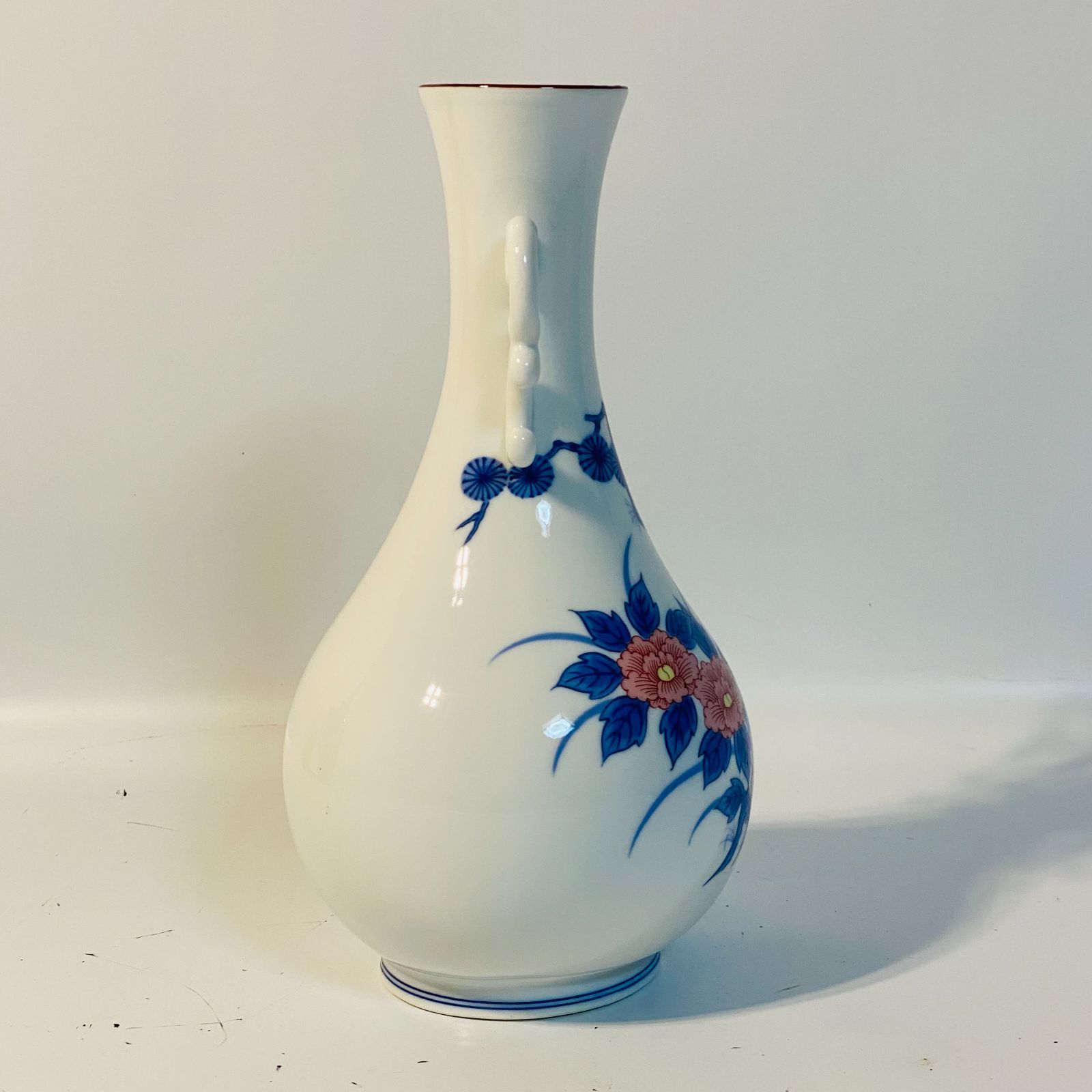 昭和レトロ 有田焼 染付け 花柄 フラワー 花瓶 花器 華道 フラワーベース2点 昭和レトロ 有田焼 染付け 花柄 フラワー 花瓶 花器 華道 フラワー