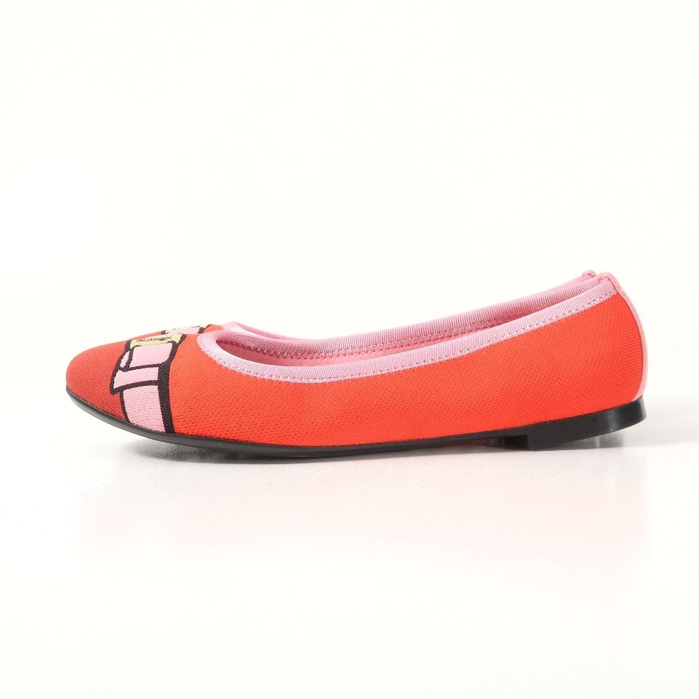 Salvatore Ferragamo サルヴァトーレフェラガモ VARINA KNI 1.0 cm パンプス サイズ8 1 2 B ヴァラリボン フラットシューズ ニット レザー 靴 ブランド古着 RA 6739