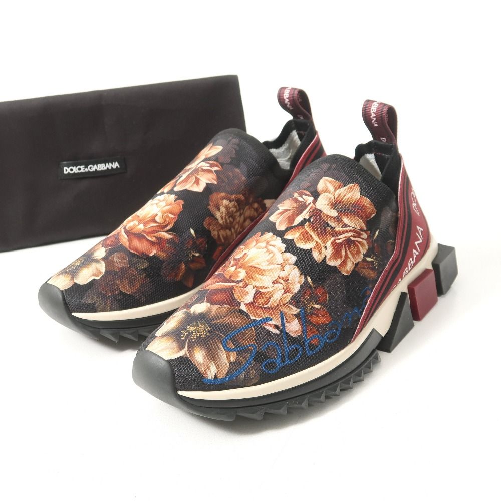 DOLCE-GABBANA ドルチェアンドガッバーナ スリッポン サイズ41 花 フラワープリント ロゴ ローカット 靴 ブランド古着 RA 6763