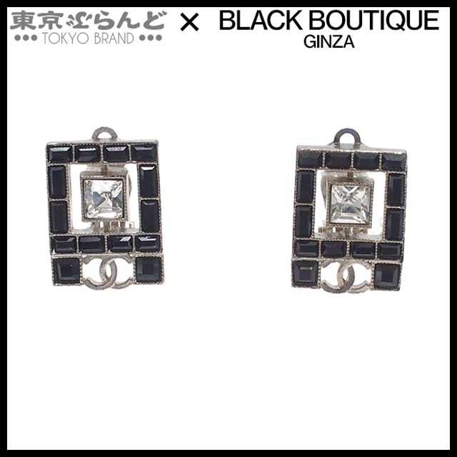シャネル CHANEL イヤリング シルバー ブラック メタル ココマーク
