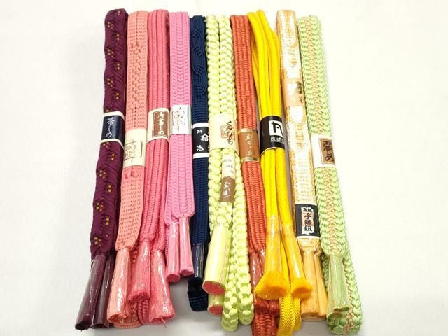 平和屋着物●和装小物　帯締め10本セット　冠組　手組紐　組紐　金糸　逸品　未使用　DAAW8450zzz 平和屋着物○和装小物 帯締め10本セット 冠組 手組紐 組紐 金糸