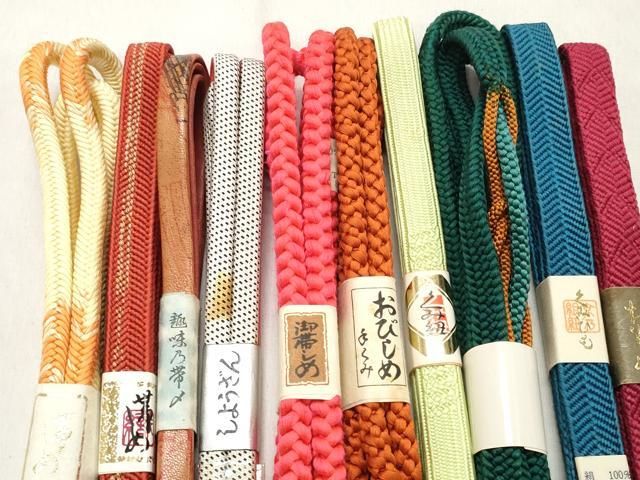 平和屋着物 和装小物 帯締め10本セット レザー 手組 組紐 笹浪組 角八つ組 しょうざん 金糸 zzz