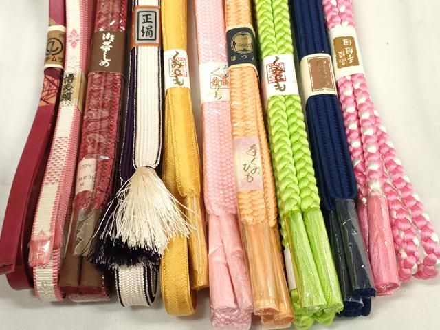 平和屋着物●和装小物　帯締め10本セット　手組紐　組紐　冠組　博多織　レザー　逸品　未使用　DAAW8458zzz 平和屋着物○和装小物 帯締め10本セット 手組紐 組紐 冠組 博多織